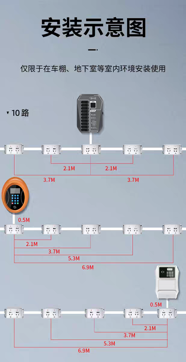 電瓶車充電樁帶線雙路插座